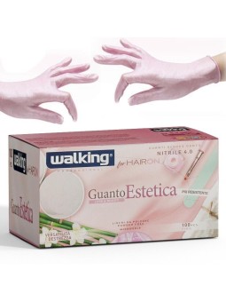 Walking Guanti Estetica Nitrile Rosa Perlato
